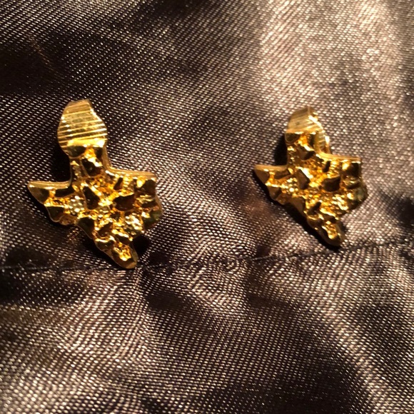Gold nugget Texas clip on earrings - Picture 1 of 2